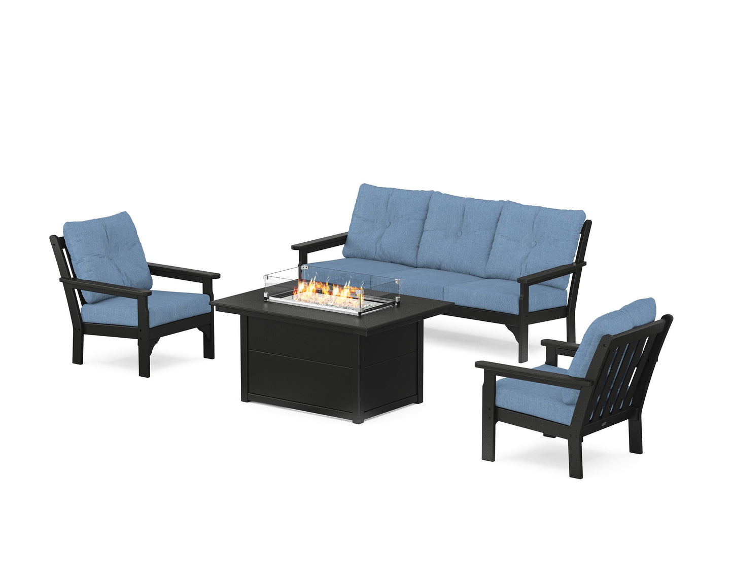 Vineyard Deep Seating Fire Pit Table Set