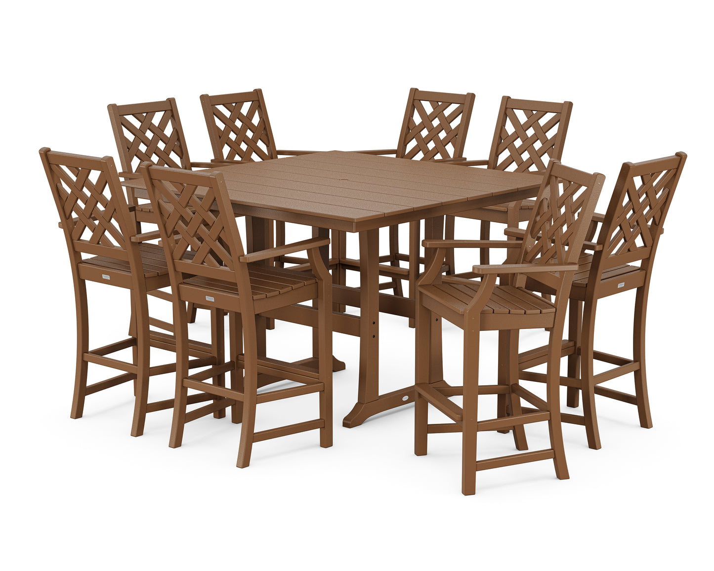 Wovendale 9-Piece Square Farmhouse Bar Set with Trestle Legs