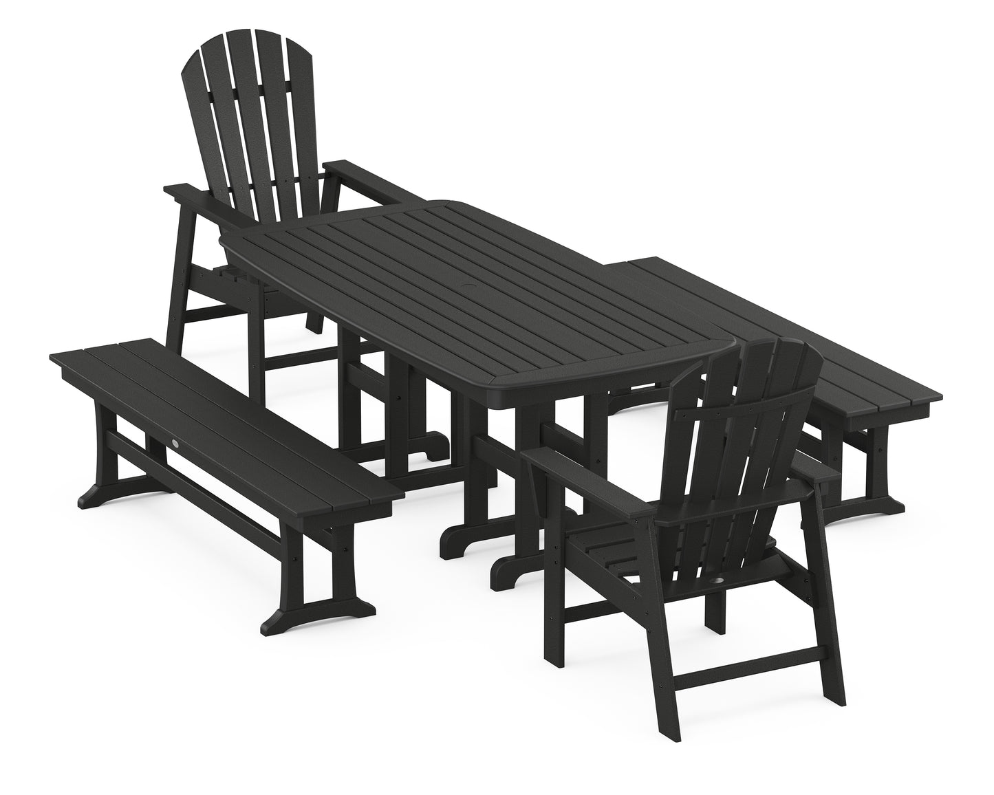 South Beach 5-Piece Dining Set with Benches
