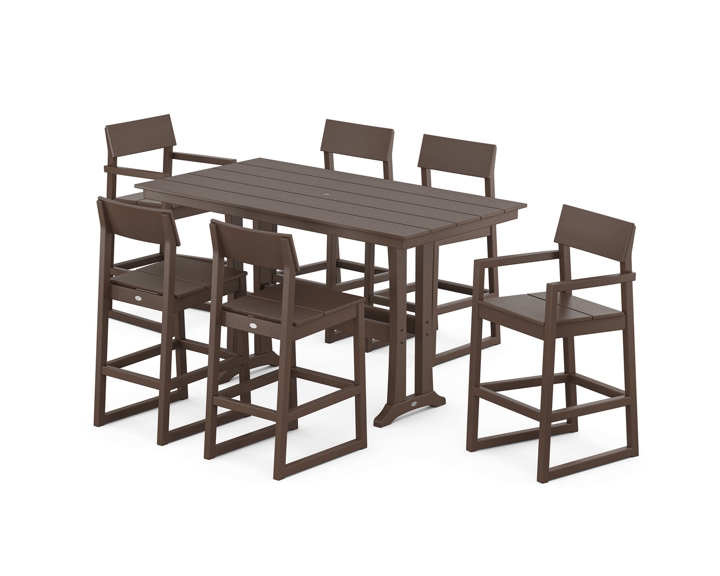 EDGE 7-Piece Farmhouse Bar Set with Trestle Legs