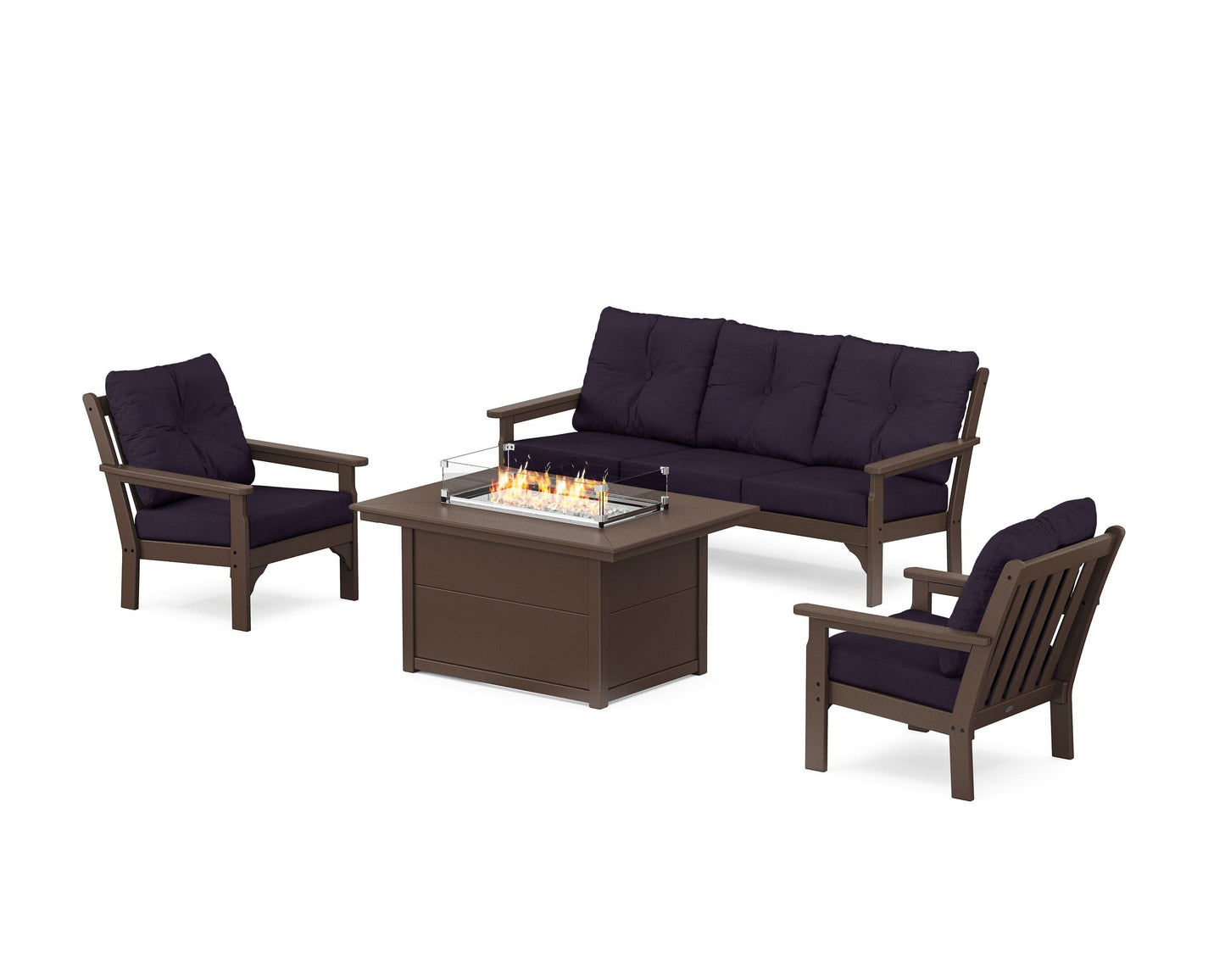 Vineyard Deep Seating Fire Pit Table Set