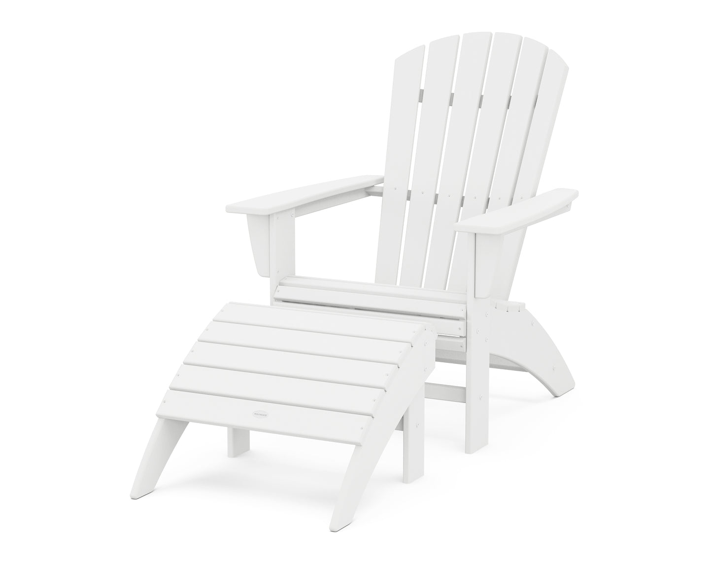 Nautical Curveback Adirondack Chair 2-Piece Set with Ottoman