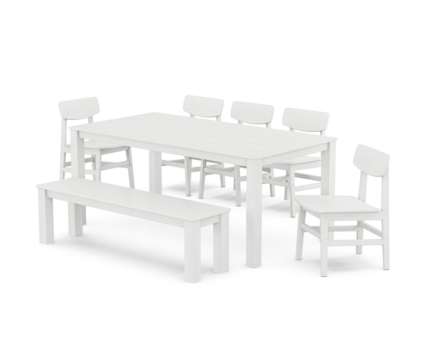 Modern Studio Urban Chair 7-Piece Parsons Dining Set with Bench