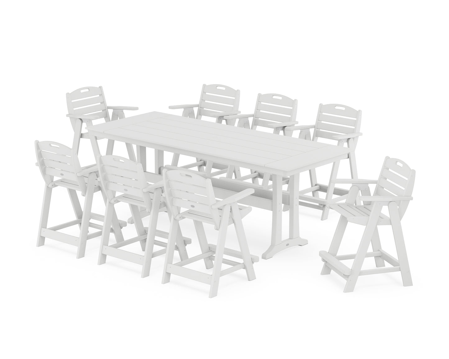 Nautical 9-Piece Farmhouse Counter Set with Trestle Legs