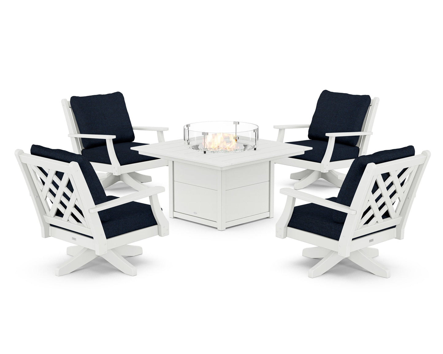 Wovendale 5-Piece Deep Seating Swivel Conversation Set with Fire Pit Table