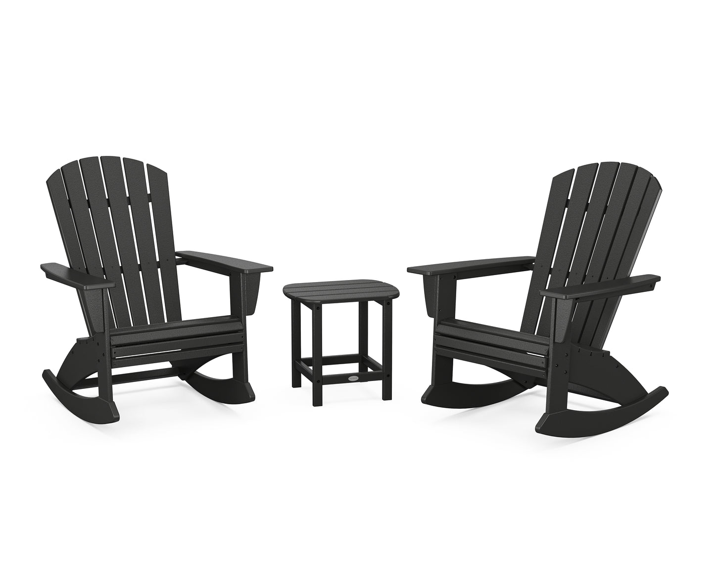 Nautical Curveback 3-Piece Adirondack Rocking Chair Set