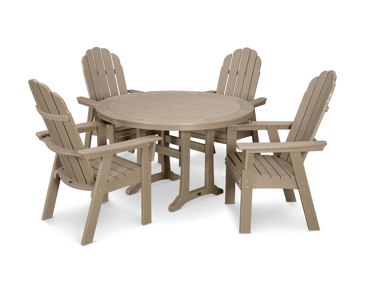 Vineyard Curveback Adirondack 5-Piece Nautical Trestle Dining Set