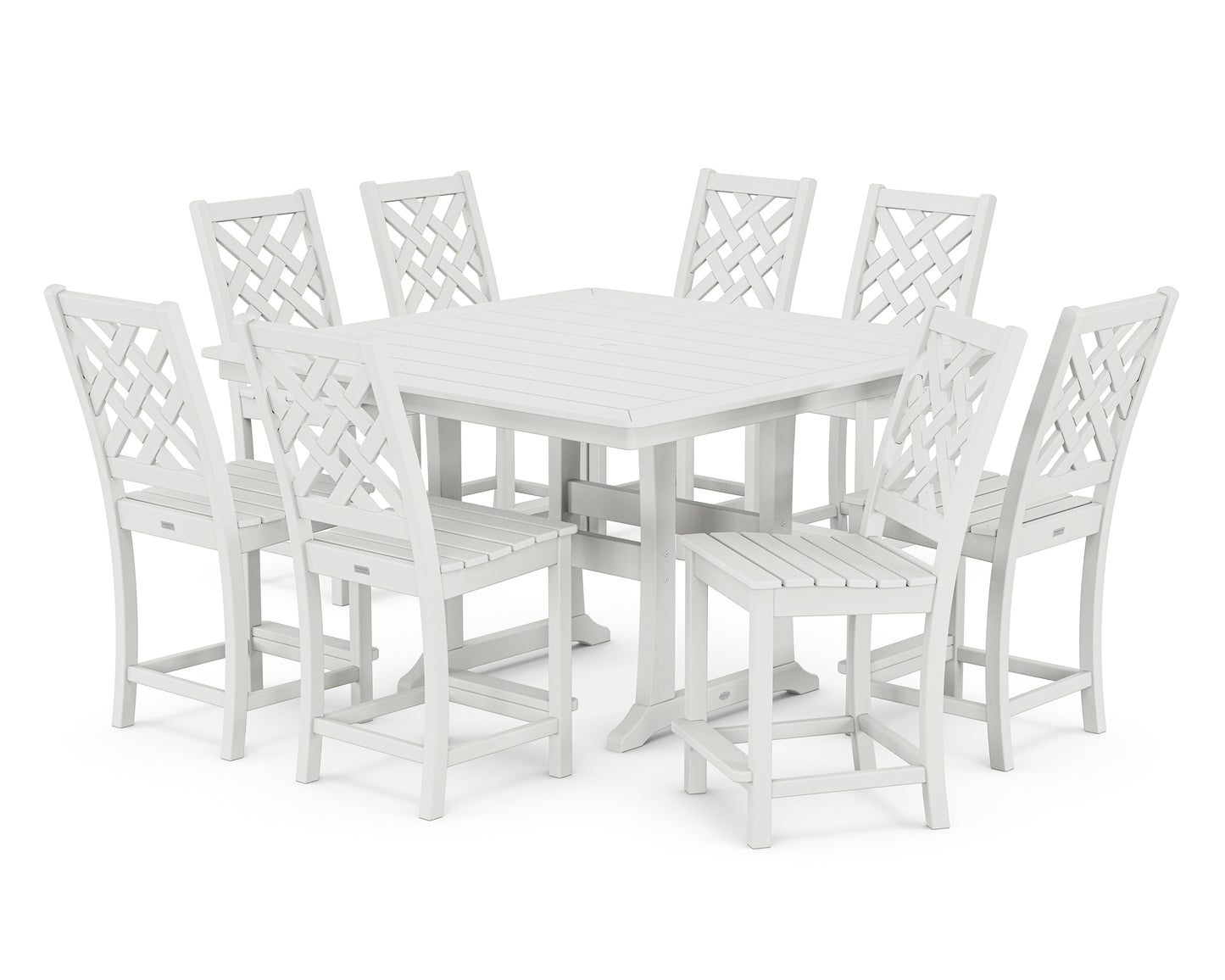 Wovendale Side Chair 9-Piece Square Counter Set with Trestle Legs