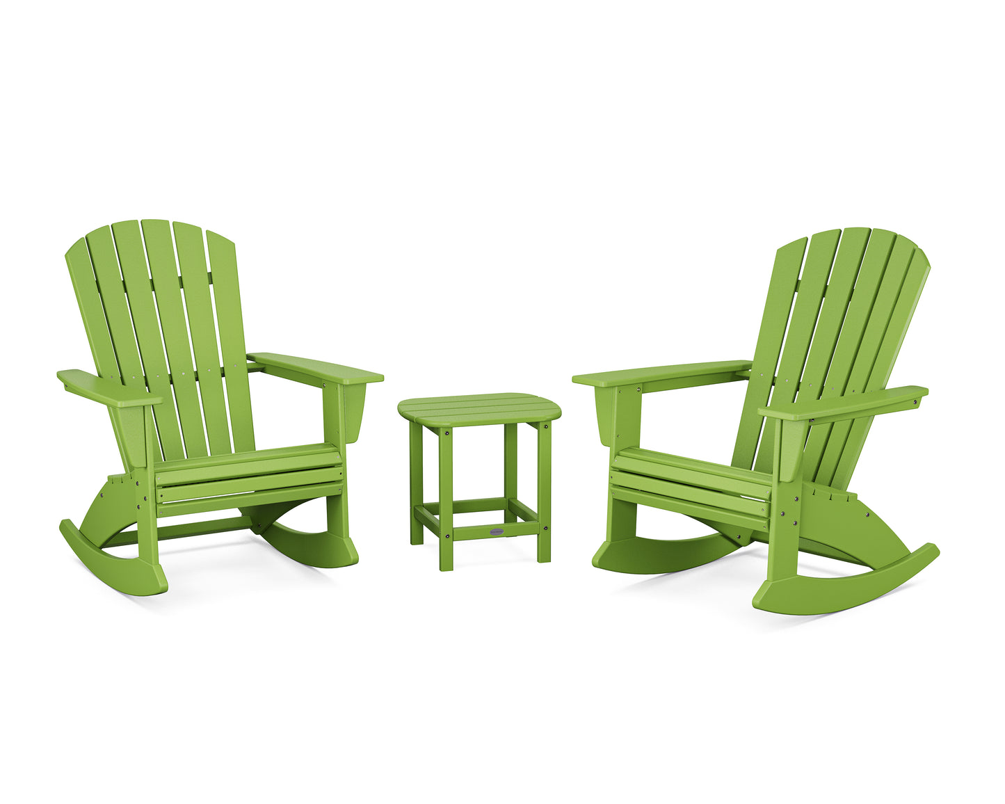Nautical Curveback 3-Piece Adirondack Rocking Chair Set