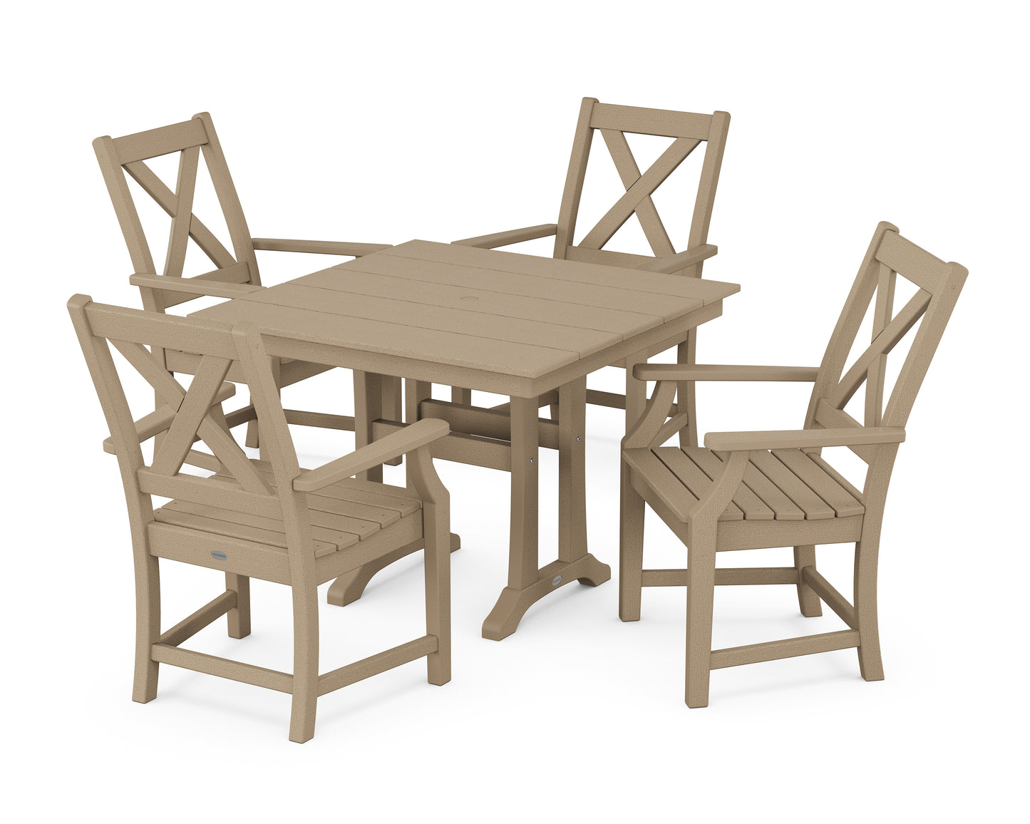 Braxton 5-Piece Farmhouse Dining Set With Trestle Legs