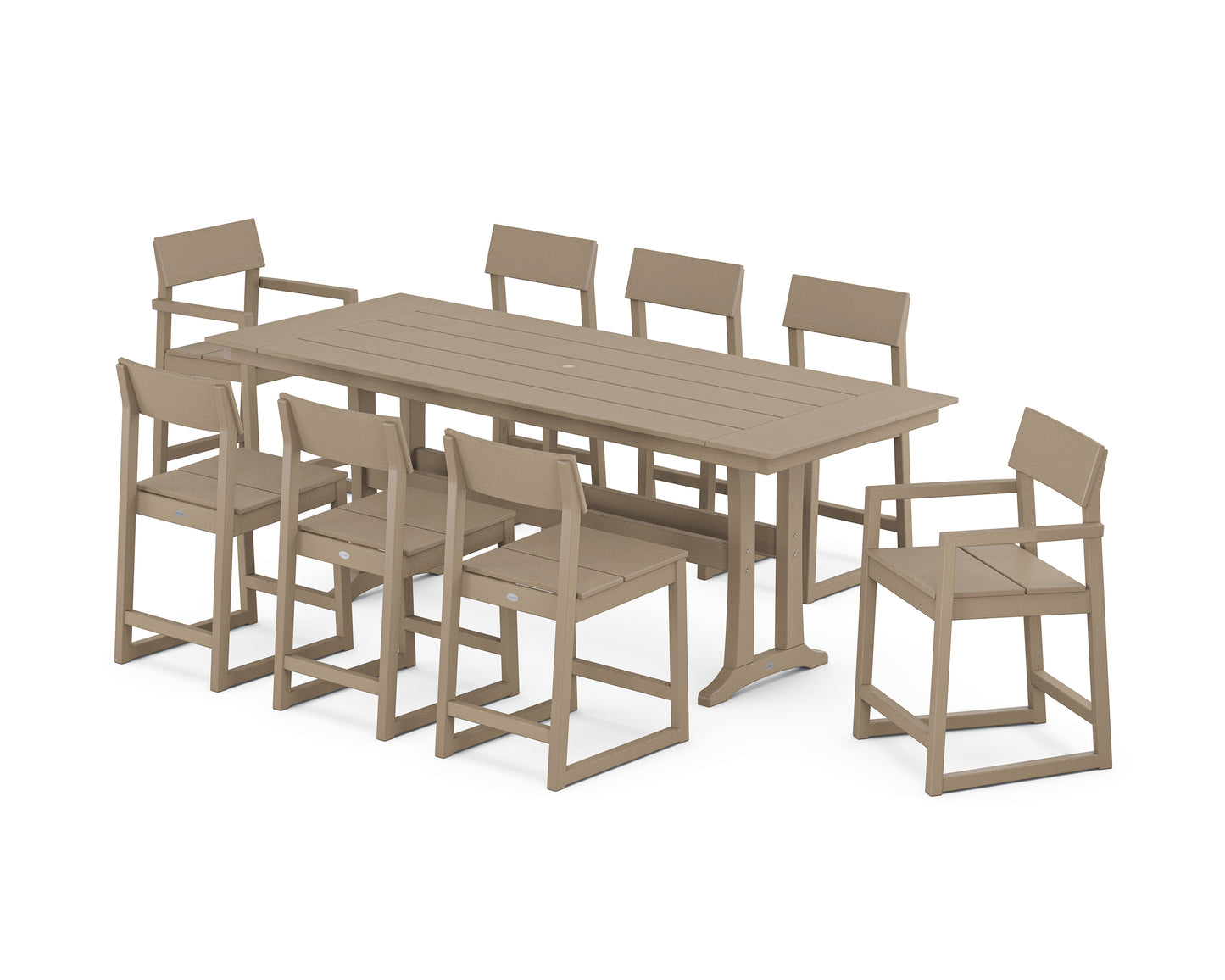 EDGE 9-Piece Farmhouse Counter Set with Trestle Legs