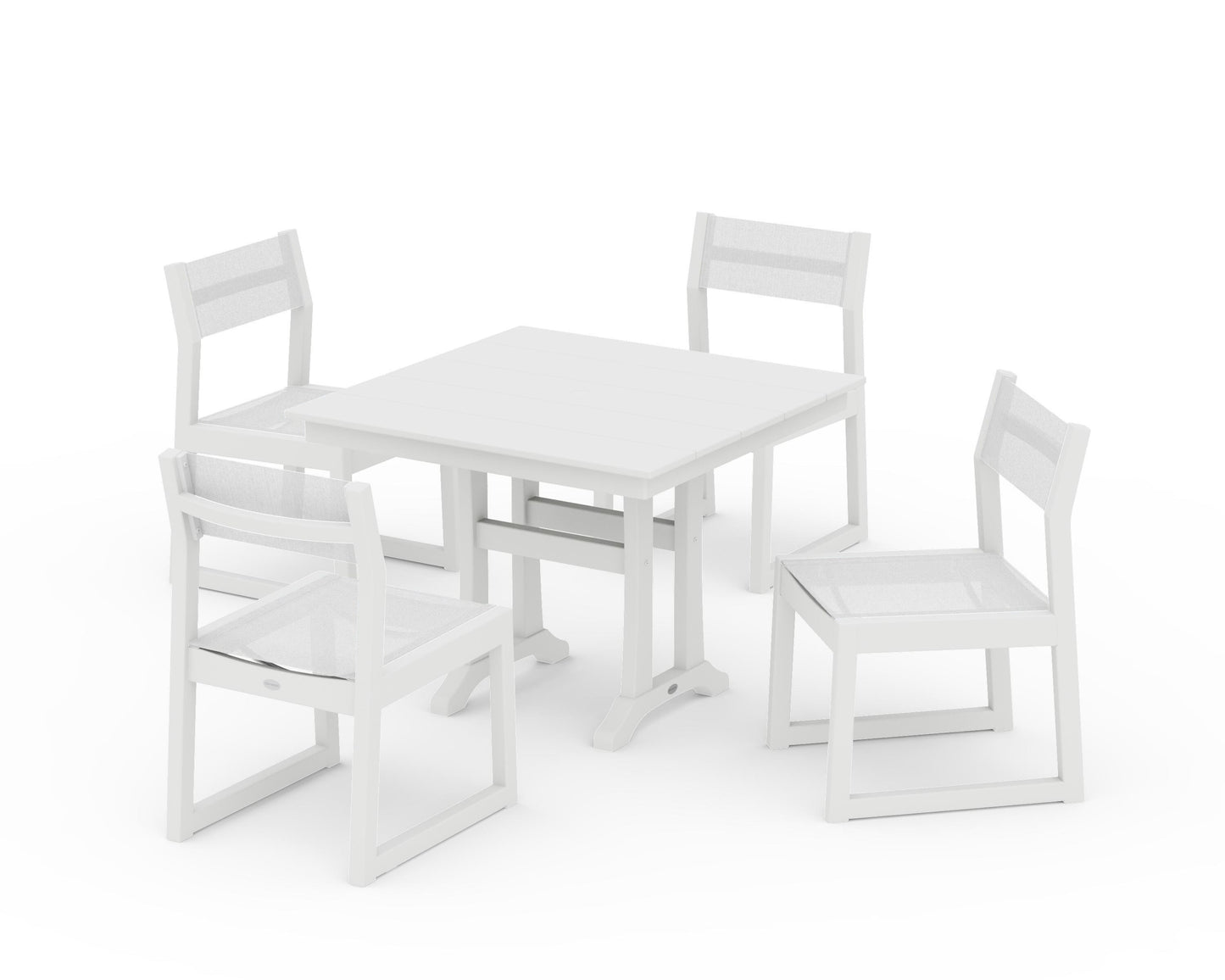 EDGE Sling 5-Piece Farmhouse Trestle Side Chair Dining Set