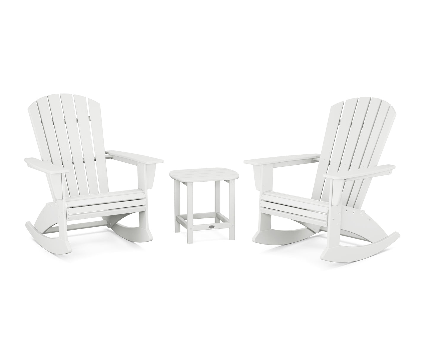 Nautical Curveback 3-Piece Adirondack Rocking Chair Set