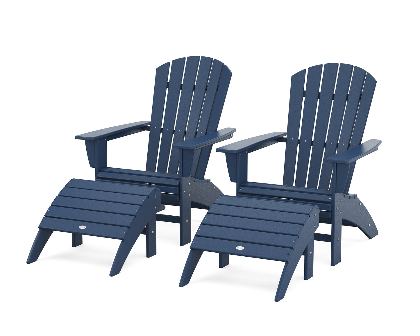 Nautical Curveback Adirondack Chair 4-Piece Set with Ottomans