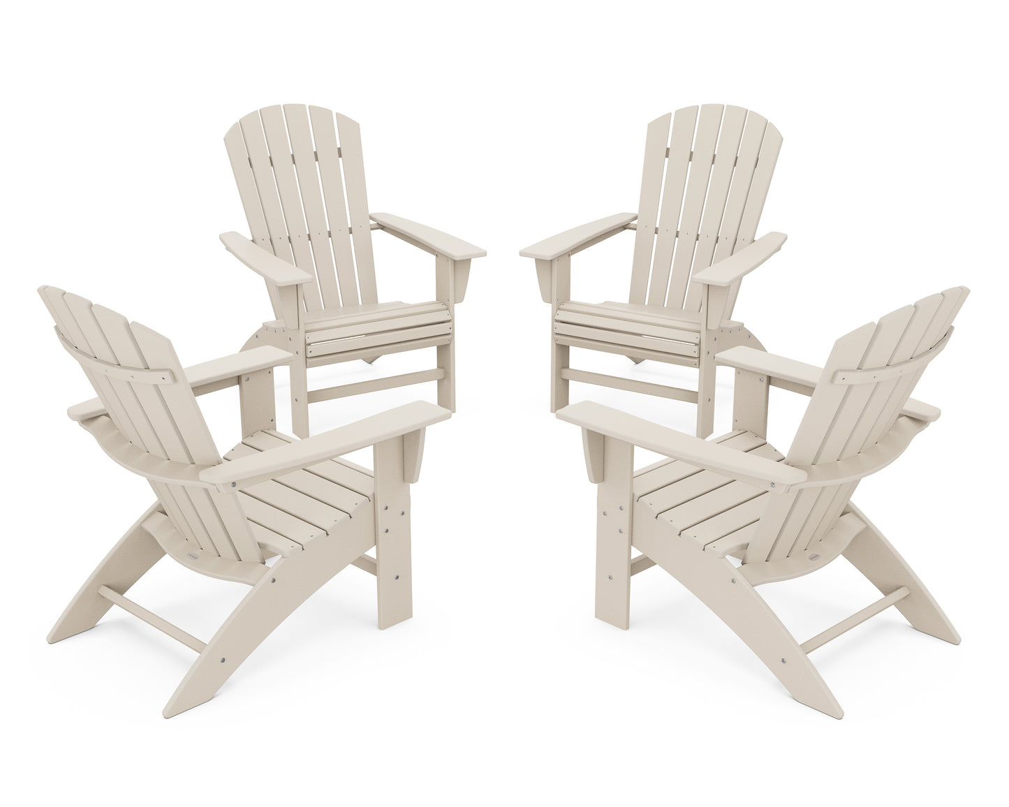 4-Piece Nautical Curveback Adirondack Chair Conversation Set