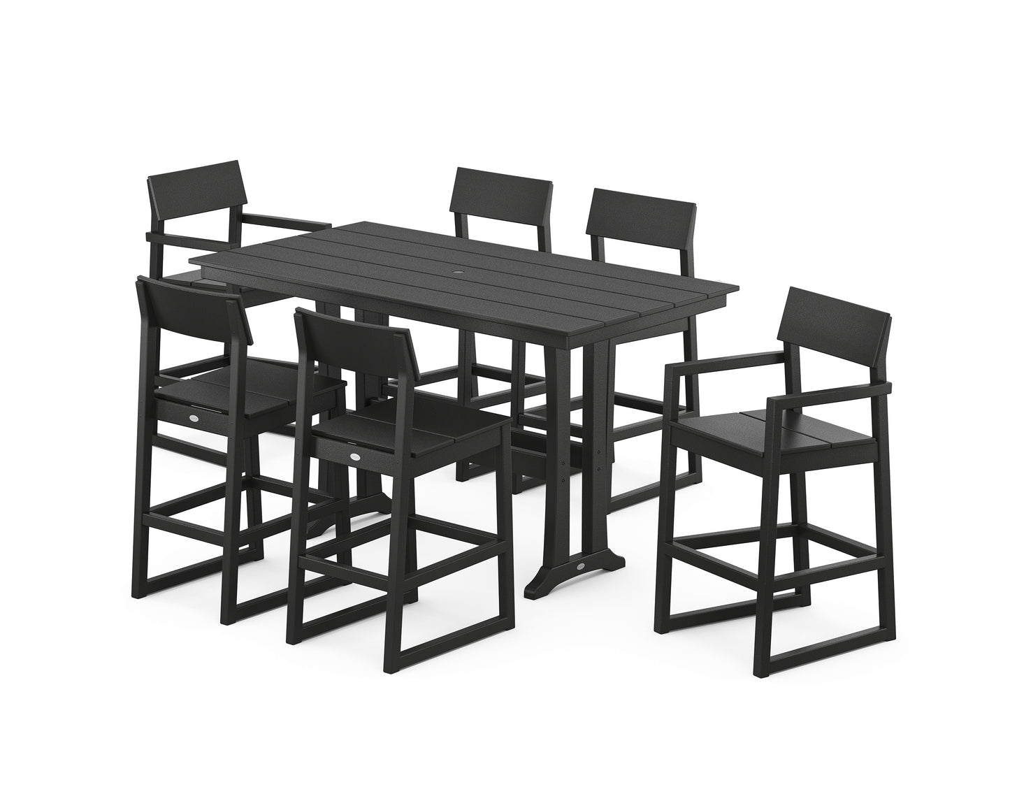EDGE 7-Piece Farmhouse Bar Set with Trestle Legs