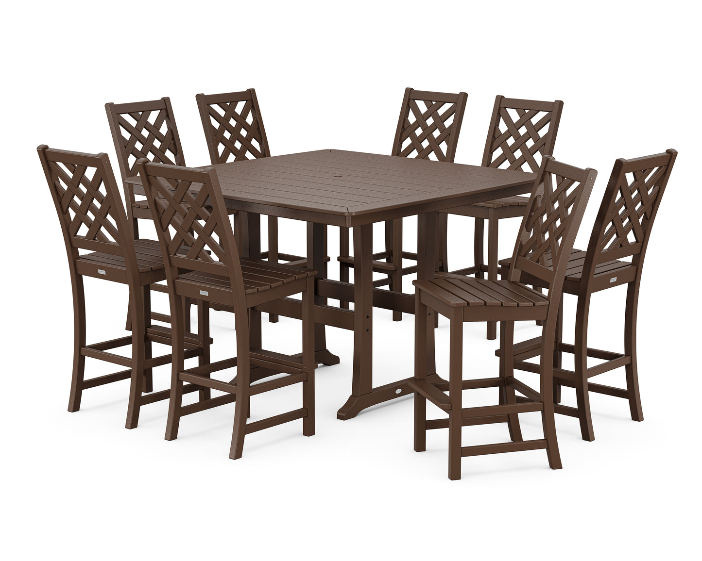 Wovendale Side Chair 9-Piece Square Bar Set with Trestle Legs