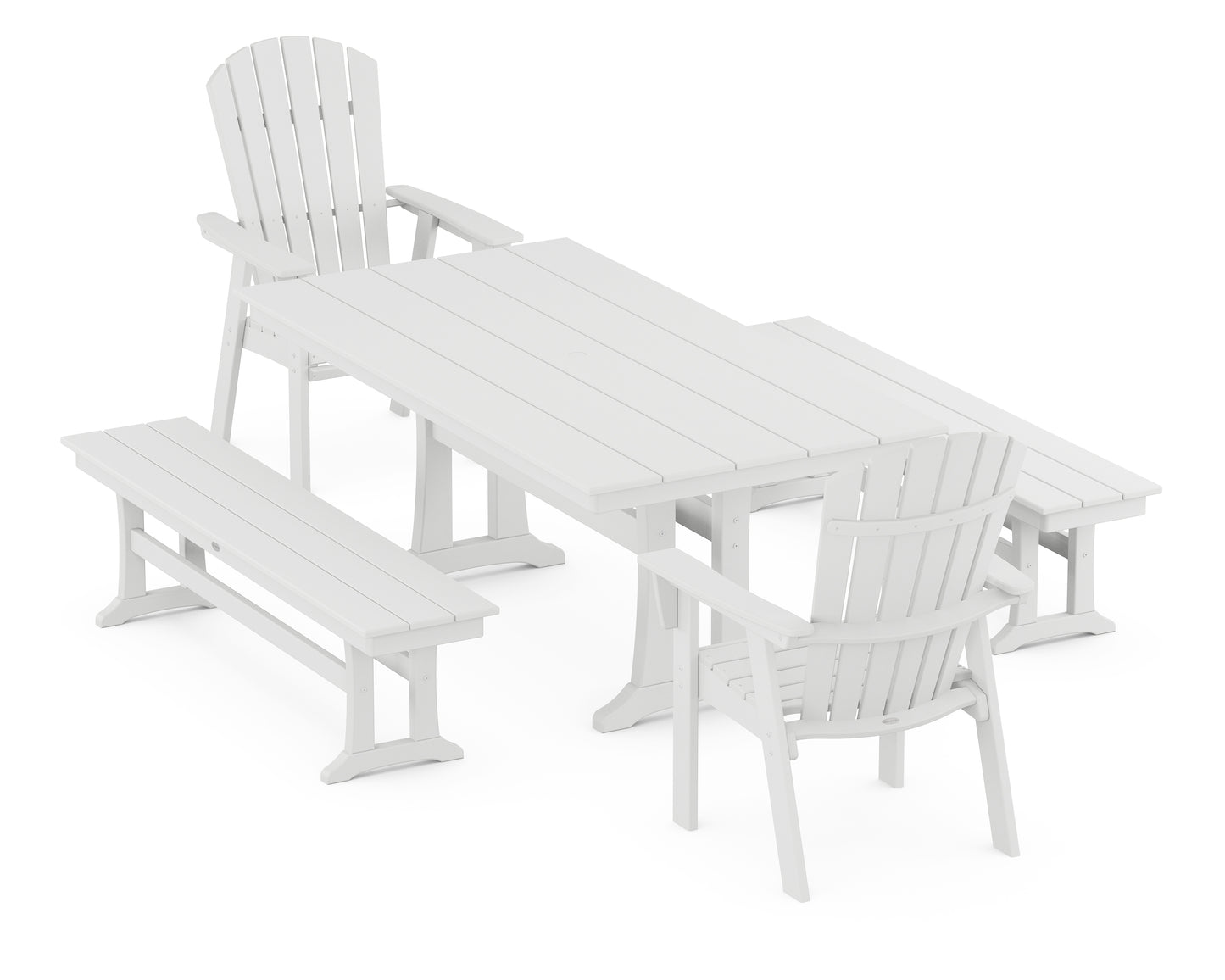 Nautical Adirondack 5-Piece Farmhouse Dining Set With Trestle Legs