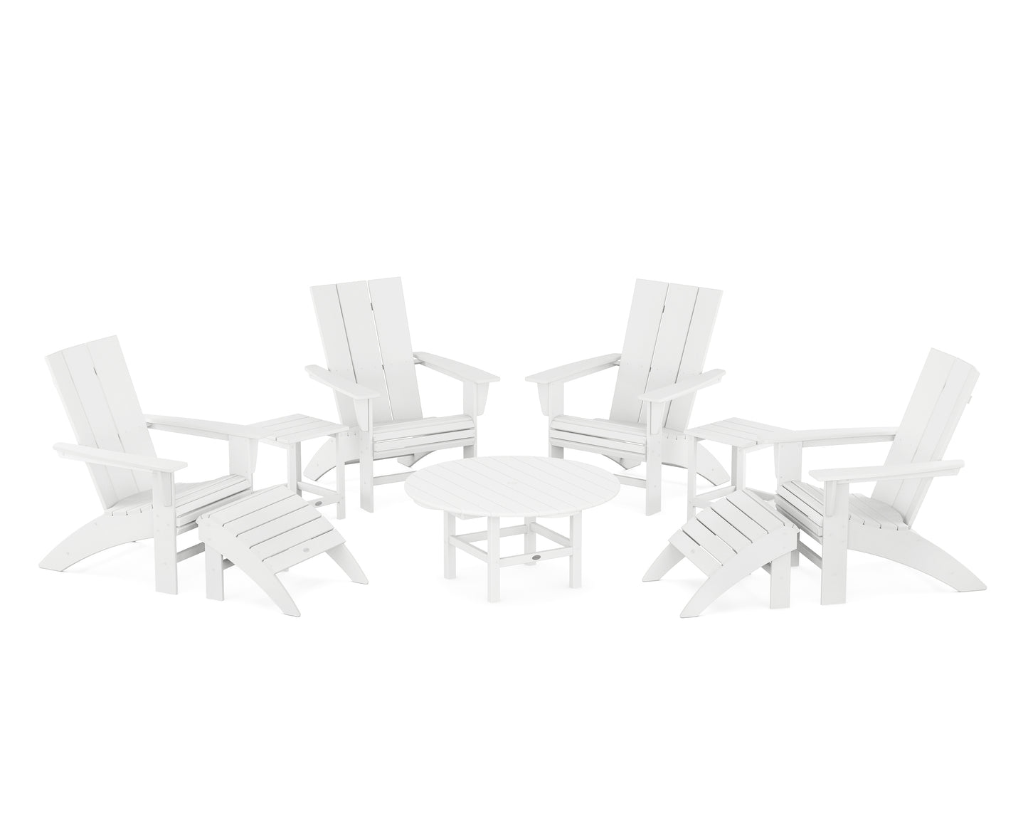 Modern Curveback Adirondack Chair 9-Piece Conversation Set