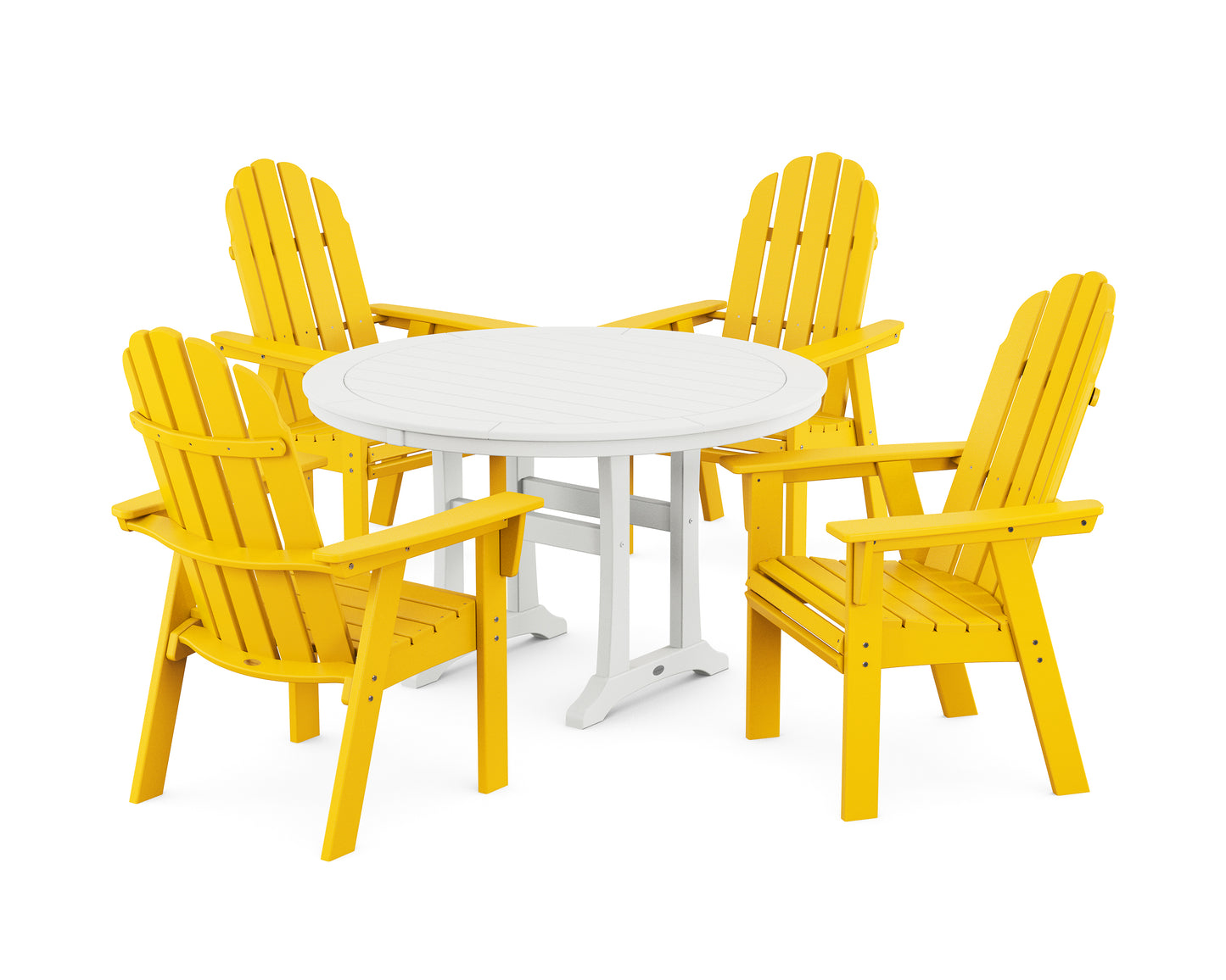 Vineyard Curveback Adirondack 5-Piece Nautical Trestle Dining Set