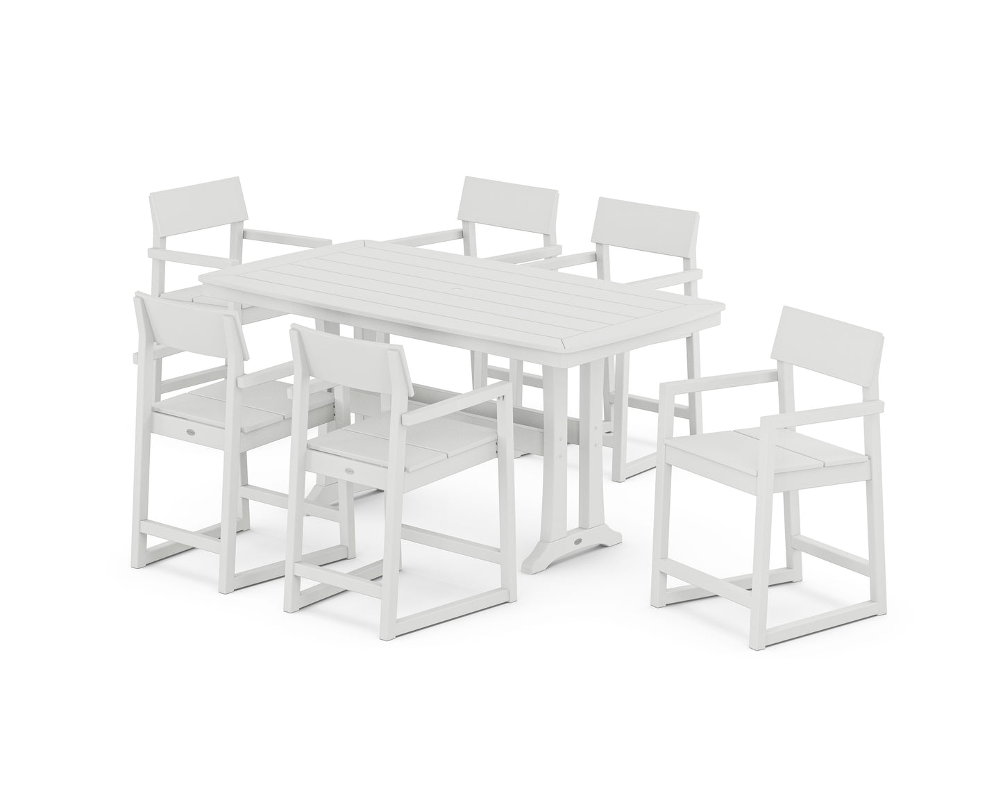 EDGE Arm Chair 7-Piece Counter Set with Trestle Legs