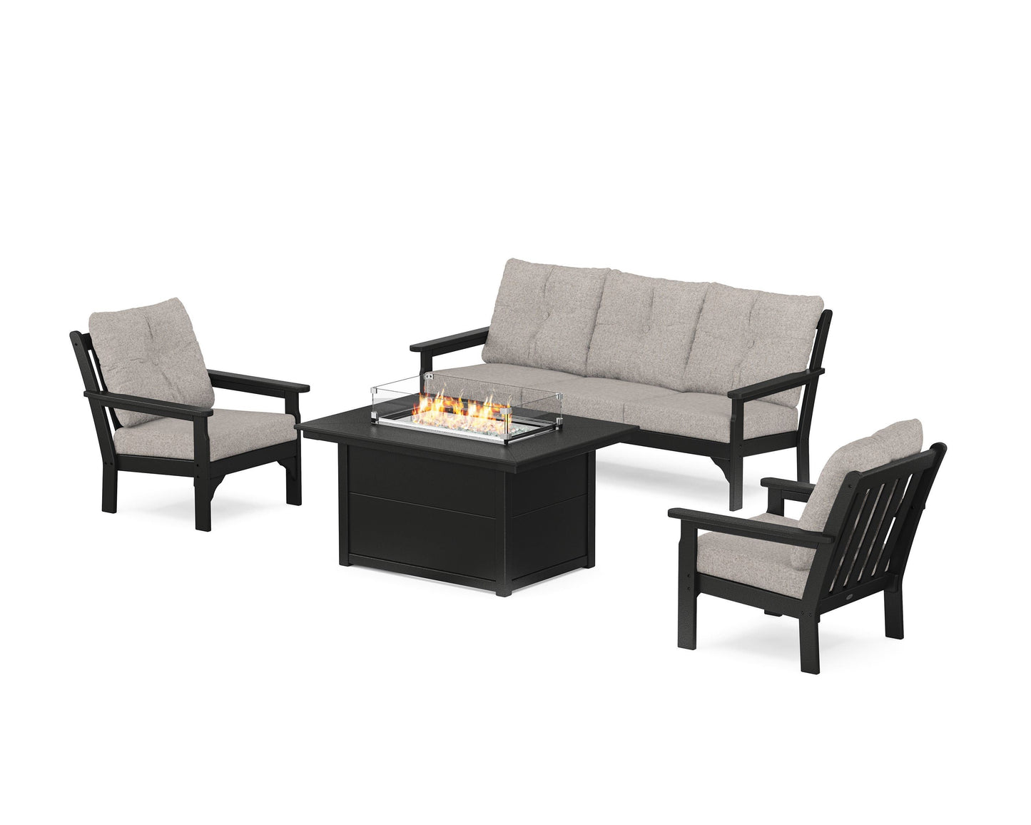 Vineyard Deep Seating Fire Pit Table Set