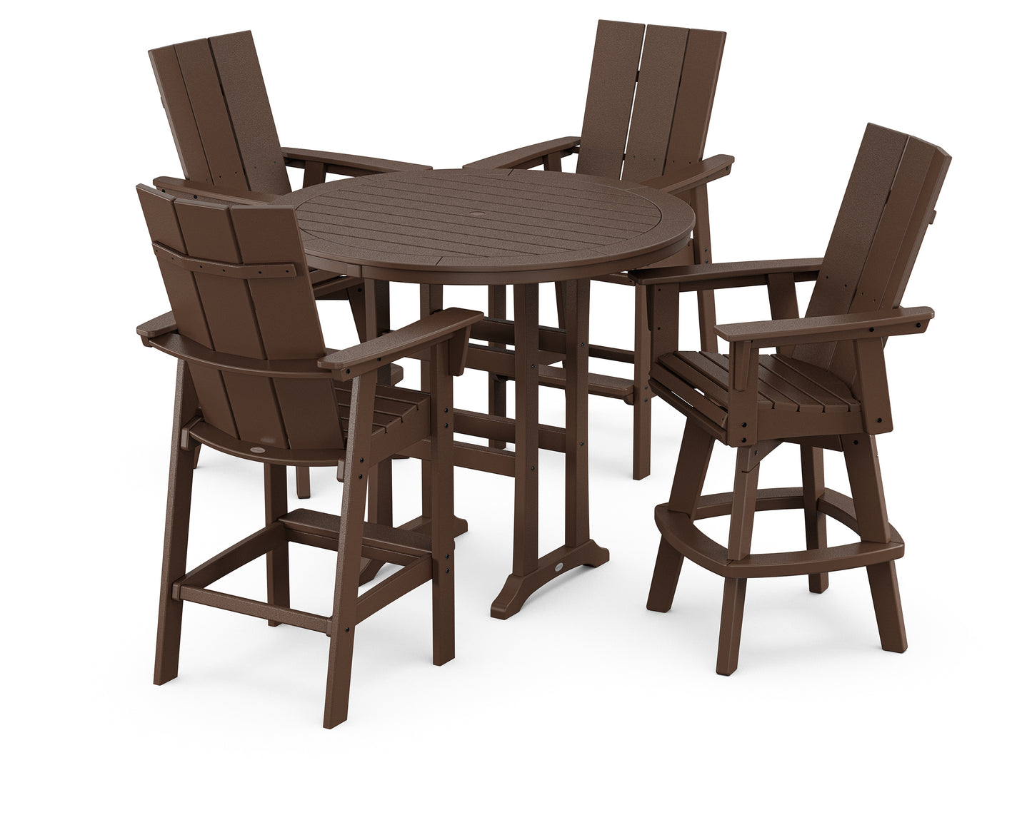 Modern Adirondack 5-Piece Nautical Trestle Round Bar Set with Swivels