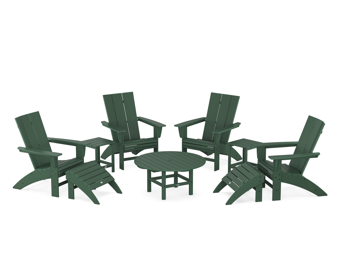 Modern Curveback Adirondack Chair 9-Piece Conversation Set