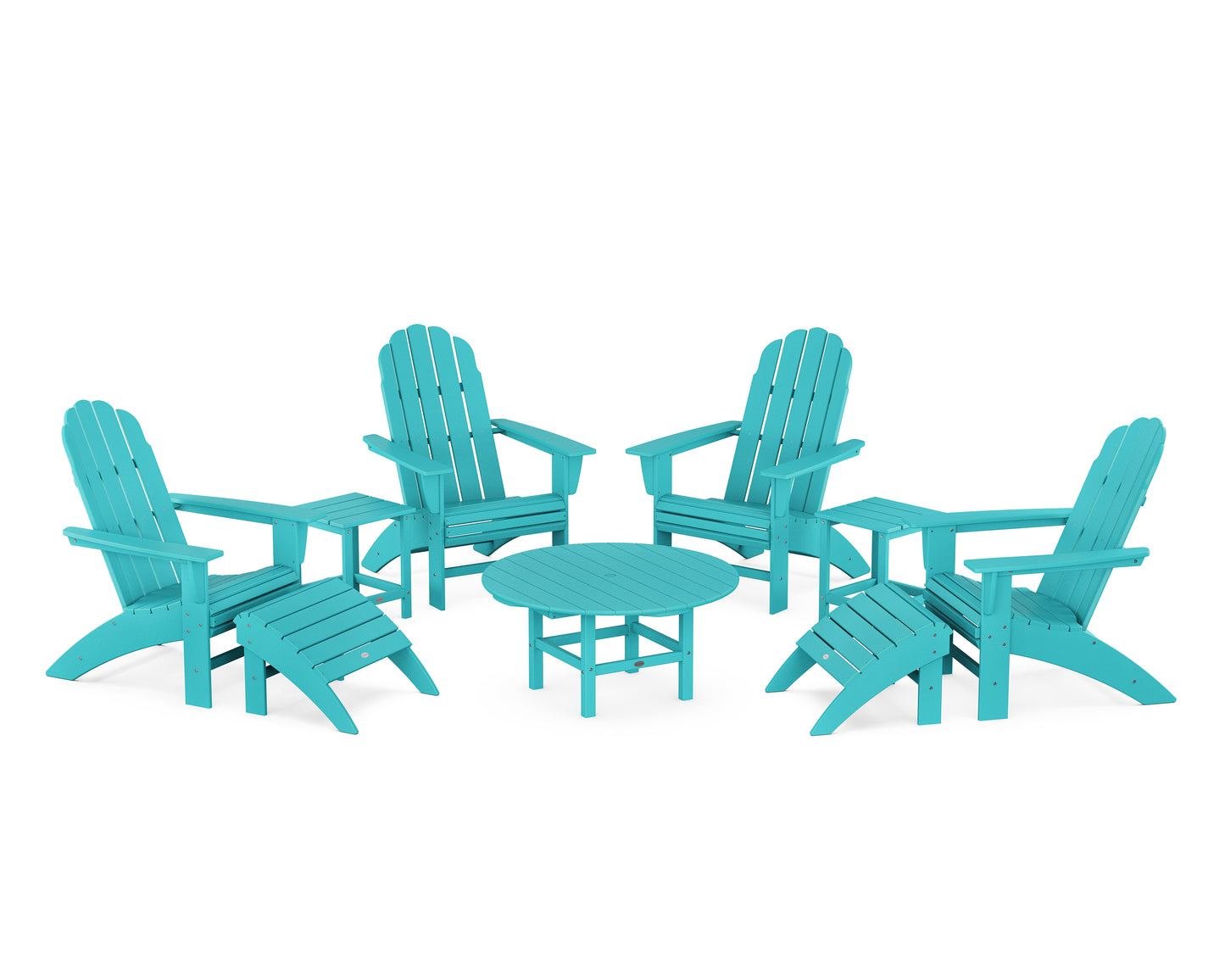 Vineyard Curveback Adirondack Chair 9-Piece Conversation Set