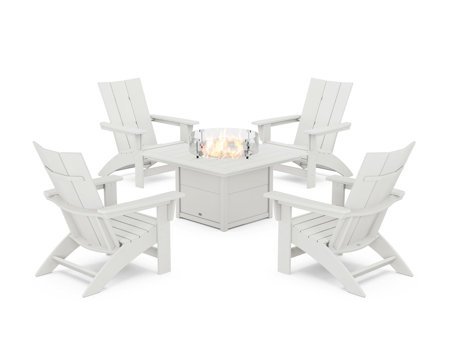 5-Piece Modern Grand Adirondack Conversation Set with Fire Pit Table