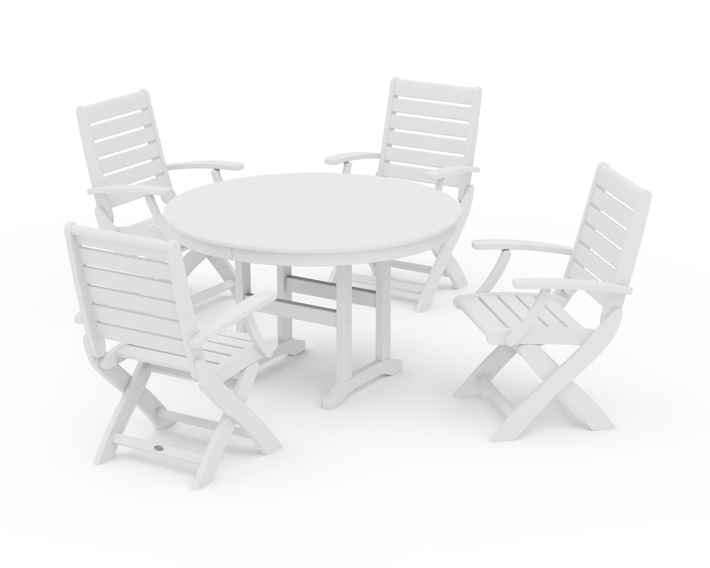 Signature Folding Chair 5-Piece Round Farmhouse Dining Set