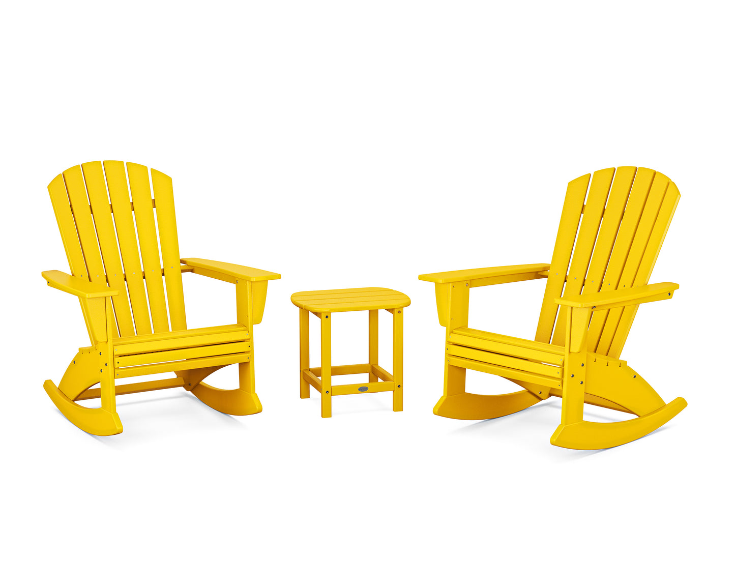Nautical Curveback 3-Piece Adirondack Rocking Chair Set