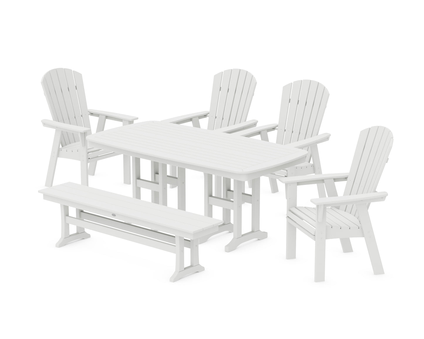 Nautical Curveback Adirondack 6-Piece Dining Set with Bench