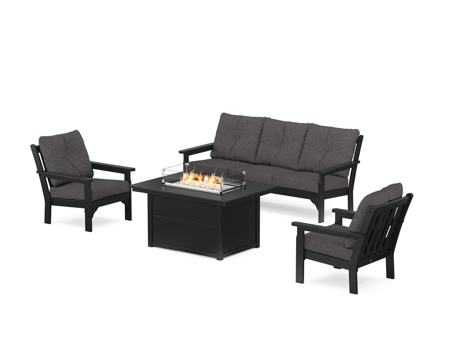 Vineyard Deep Seating Fire Pit Table Set