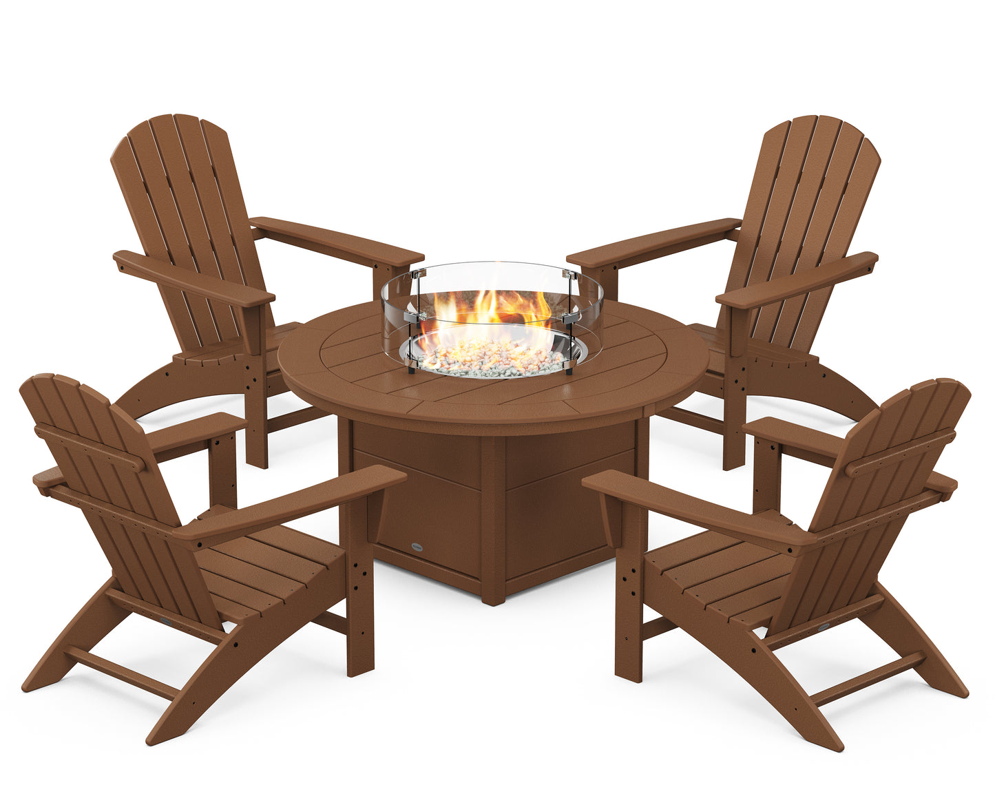 Nautical 5-Piece Adirondack Chair Conversation Set with Fire Pit Table