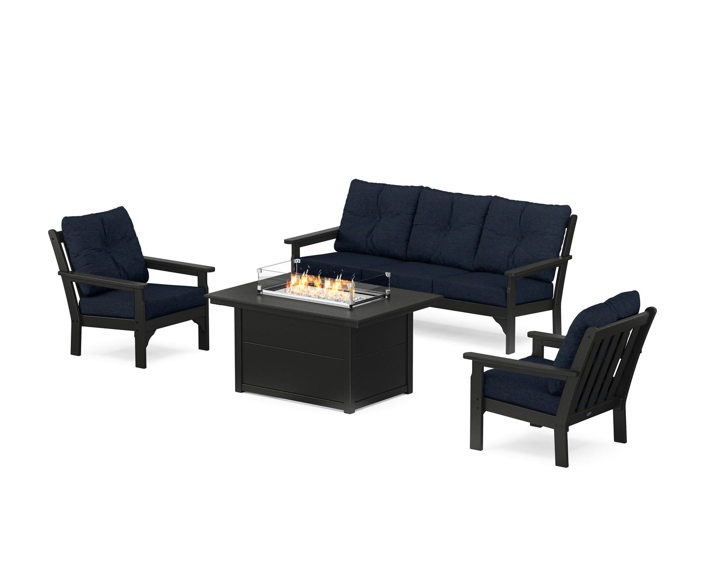 Vineyard Deep Seating Fire Pit Table Set