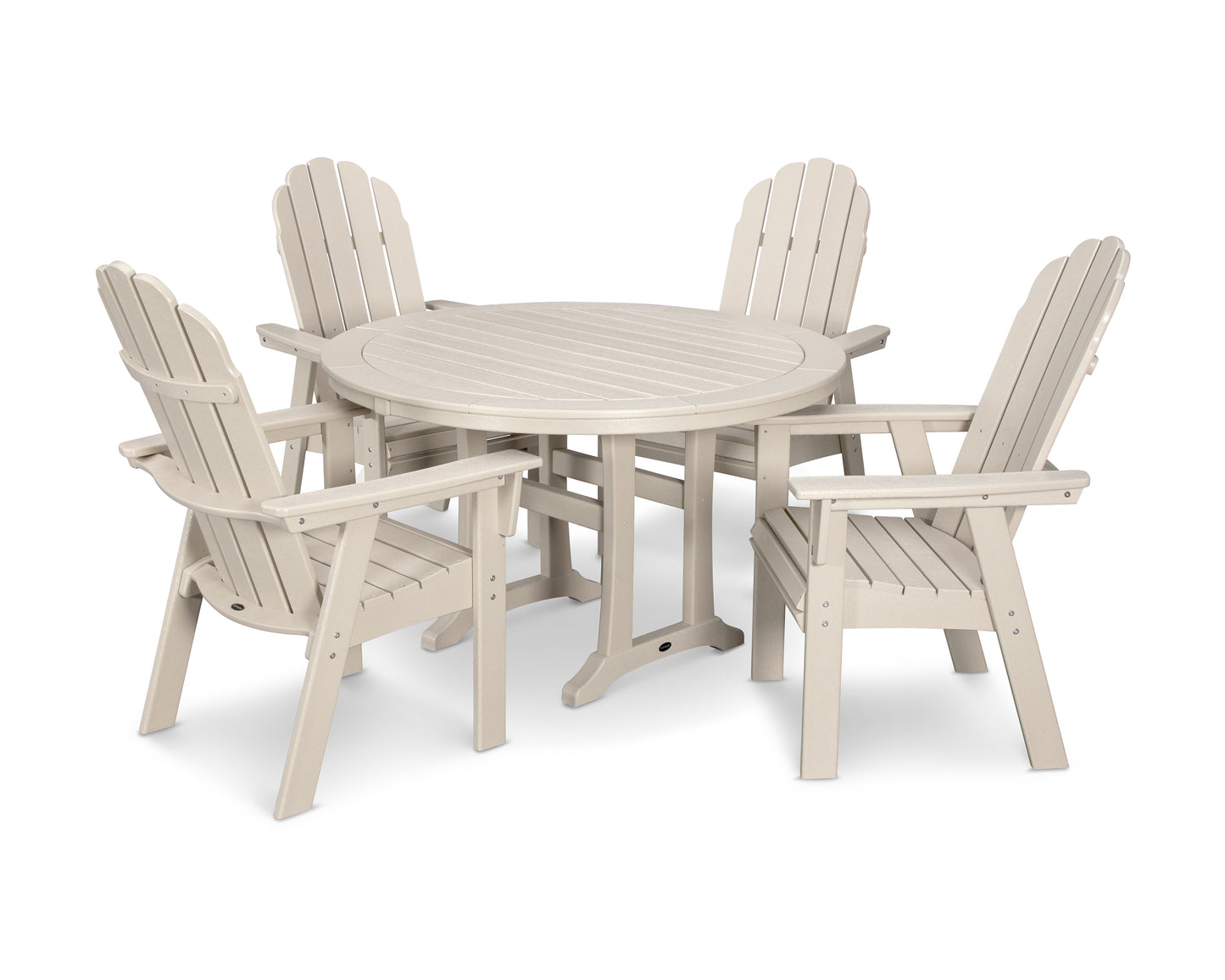 Vineyard Curveback Adirondack 5-Piece Nautical Trestle Dining Set