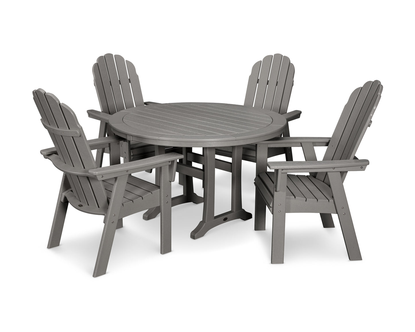 Vineyard Curveback Adirondack 5-Piece Nautical Trestle Dining Set
