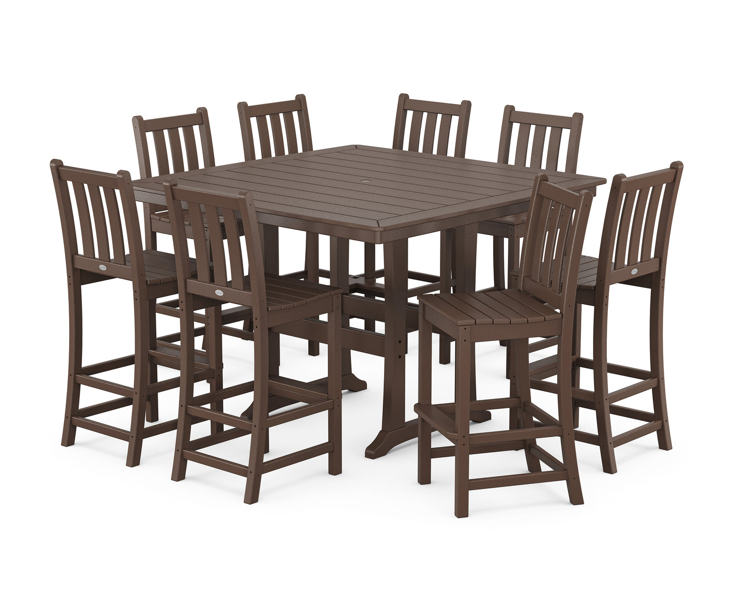 Traditional Garden 9-Piece Nautical Trestle Bar Set