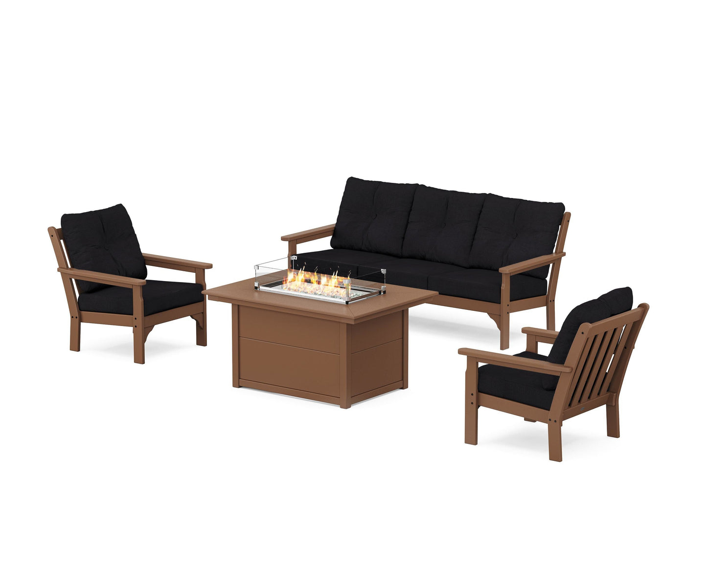Vineyard Deep Seating Fire Pit Table Set