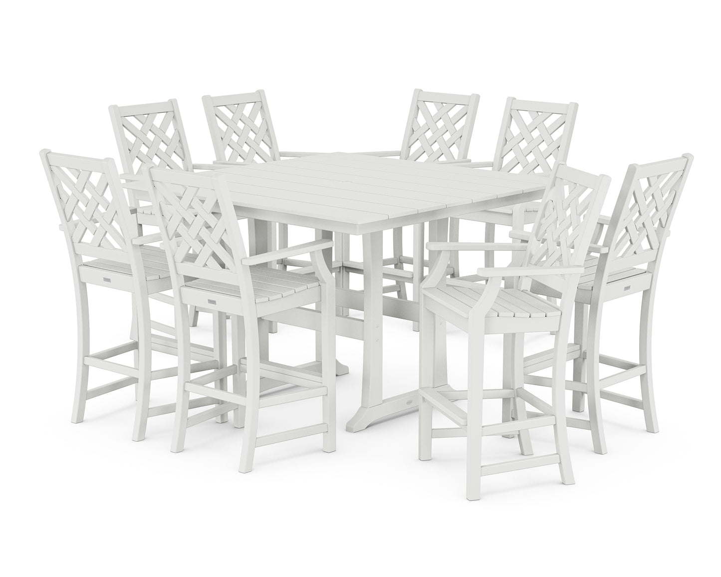 Wovendale 9-Piece Square Farmhouse Bar Set with Trestle Legs