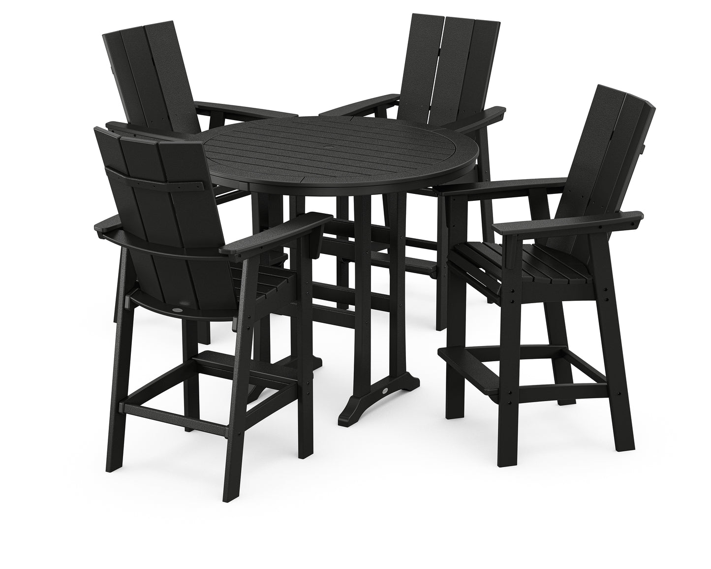 Modern Curveback Adirondack 5-Piece Nautical Trestle Bar Set