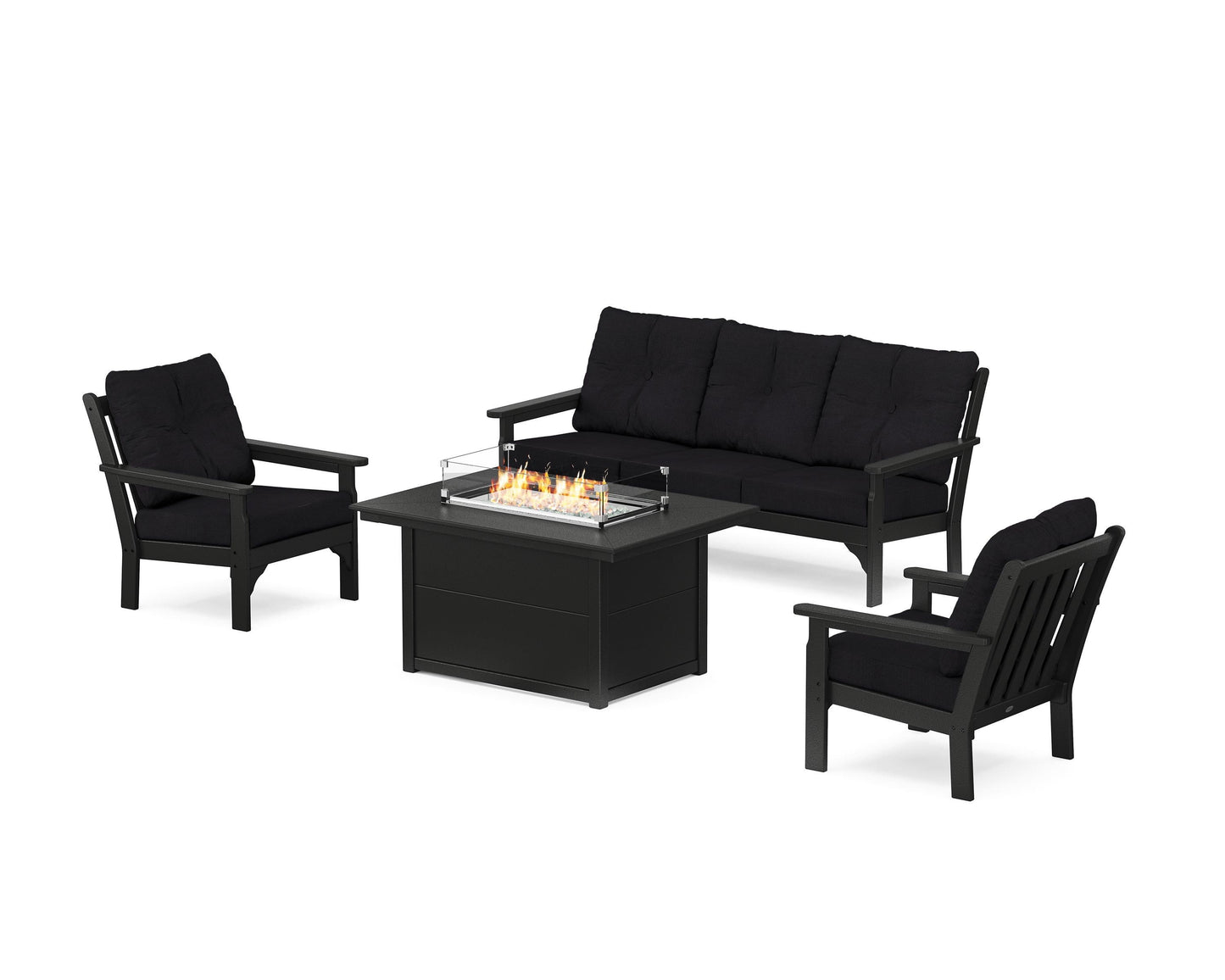 Vineyard Deep Seating Fire Pit Table Set