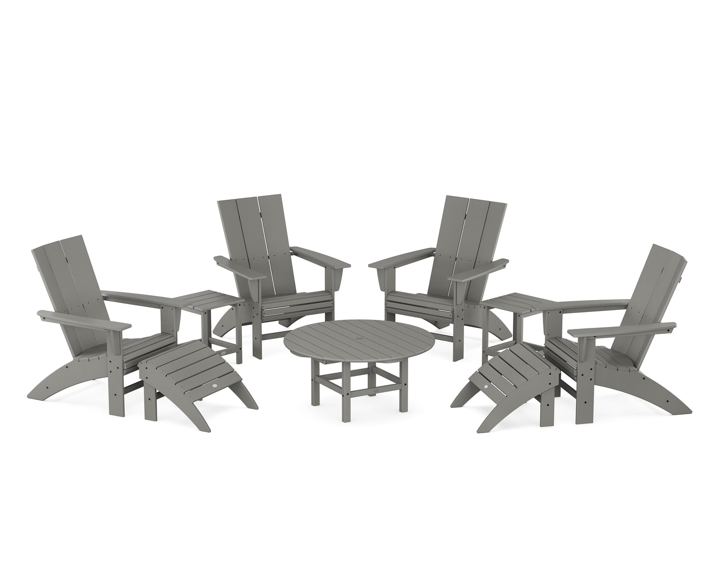 Modern Curveback Adirondack Chair 9-Piece Conversation Set