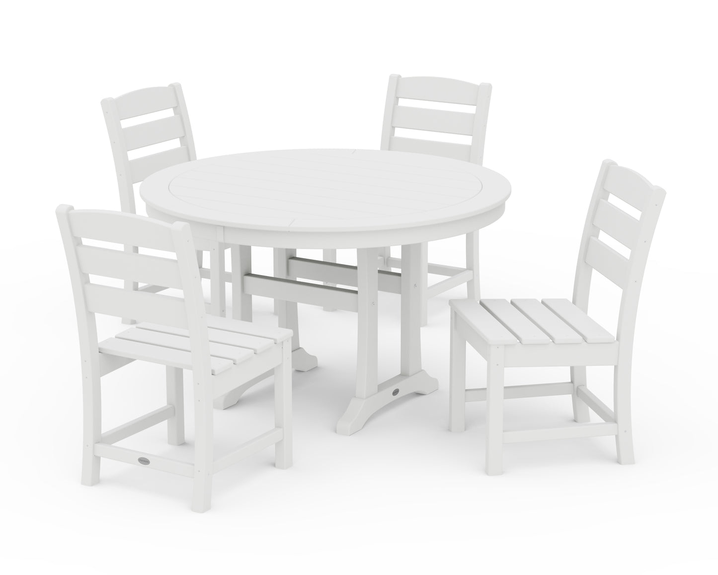 Lakeside Side Chair 5-Piece Round Dining Set With Trestle Legs