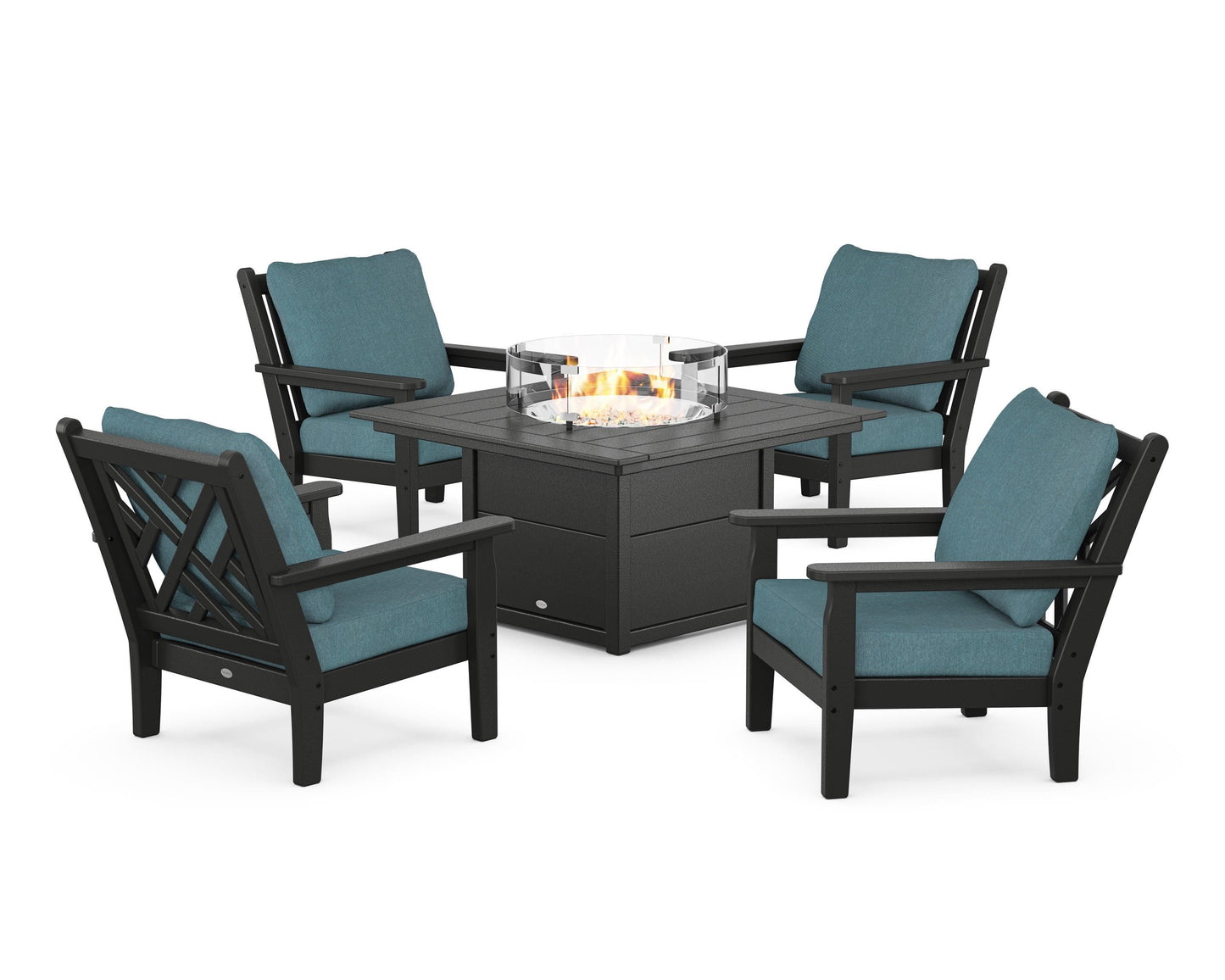 Chippendale 5-Piece Deep Seating Set with Fire Pit Table