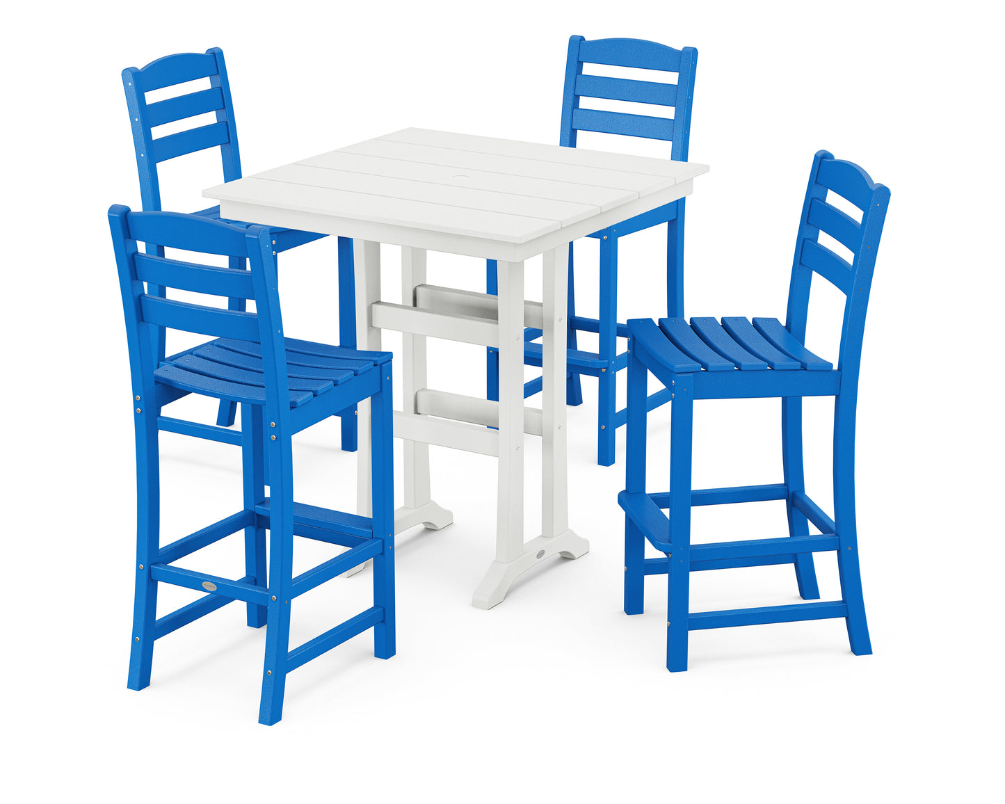 La Casa Café 5-Piece Farmhouse Trestle Bar Set