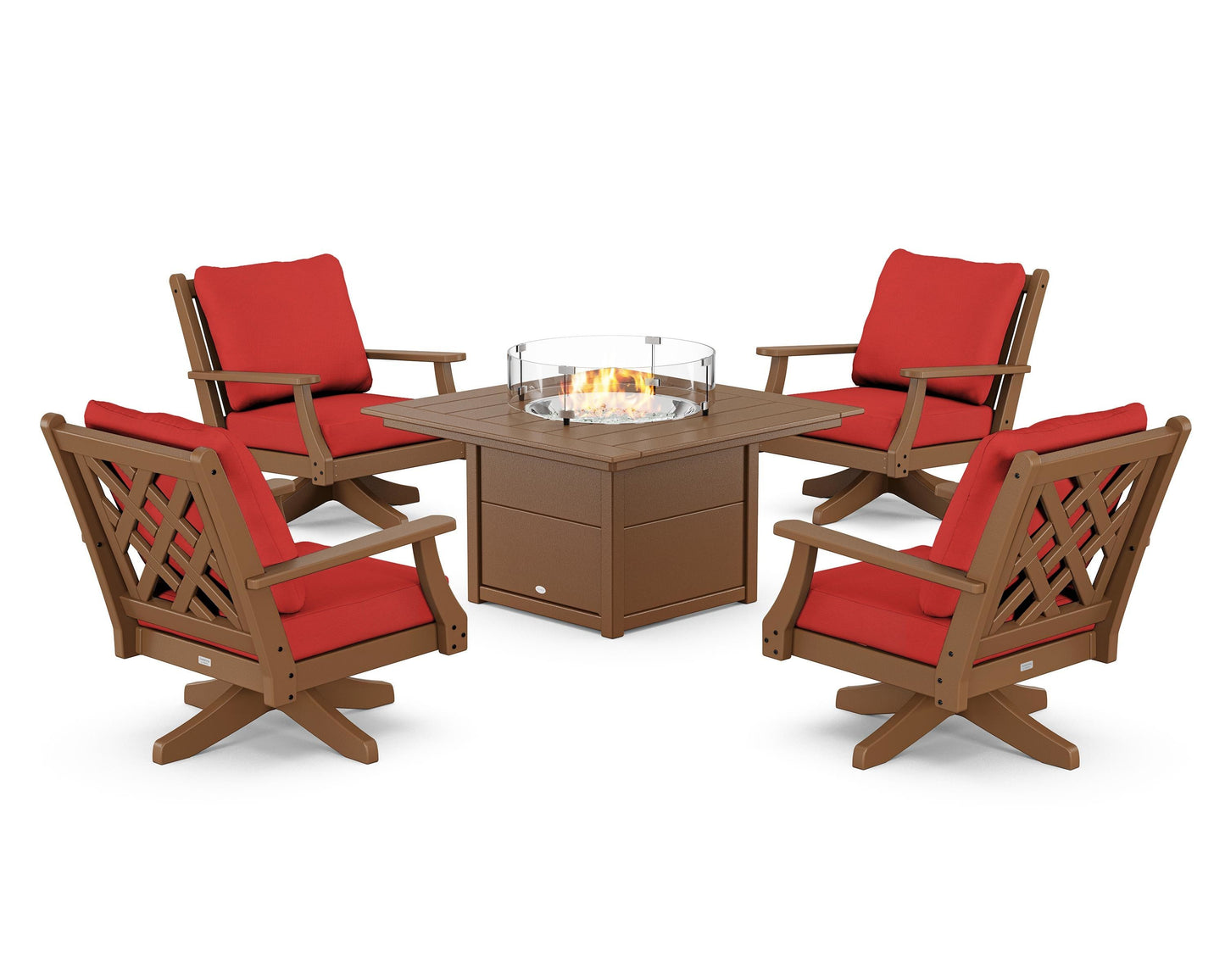 Wovendale 5-Piece Deep Seating Swivel Conversation Set with Fire Pit Table
