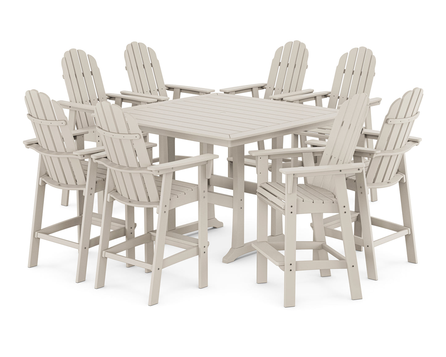 Vineyard Curveback Adirondack 9-Piece Trestle Bar Set
