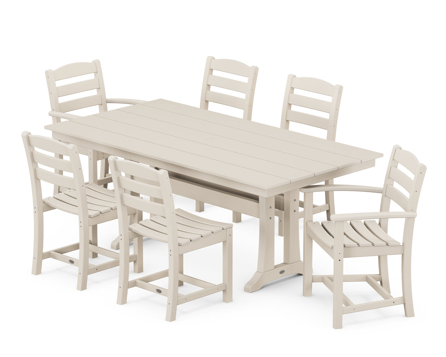 La Casa Cafe 7-Piece Farmhouse Dining Set with Trestle Legs